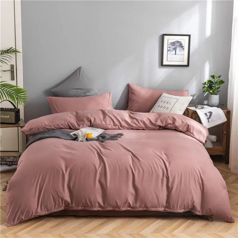 Rose pêche - Drap housse / Housse de couette / 2 taies d'oreiller