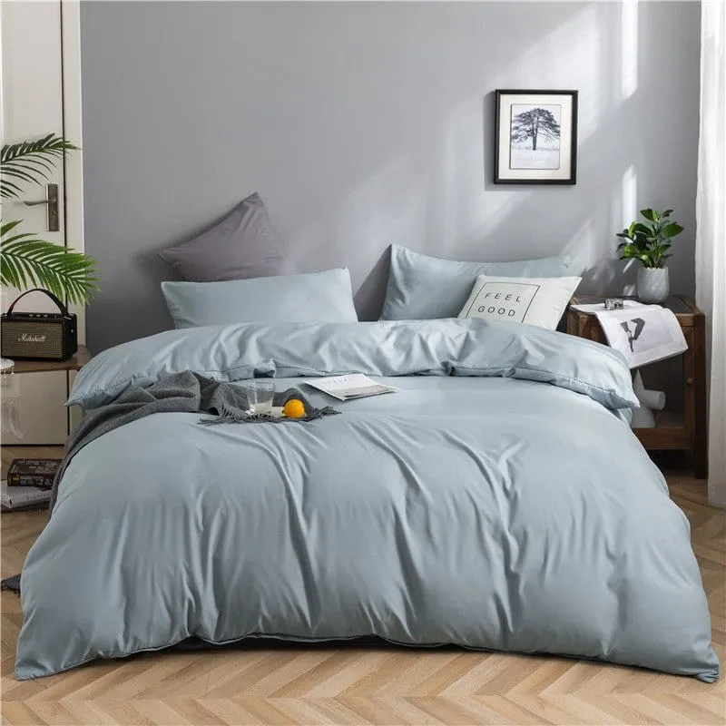 Bleu ciel - Drap housse / Housse de couette / 2 taies d'oreiller