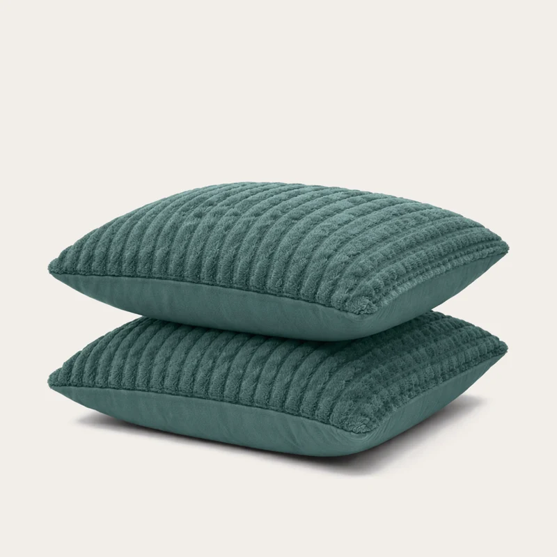 Kussenslopen | Teddy Rib | Sagebrush Green | Set van 2