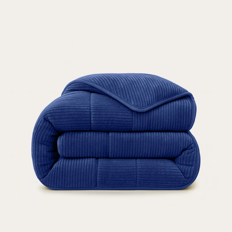 Wasbaar All Season Dekbed | Teddy Rib Square | Pageant Blue