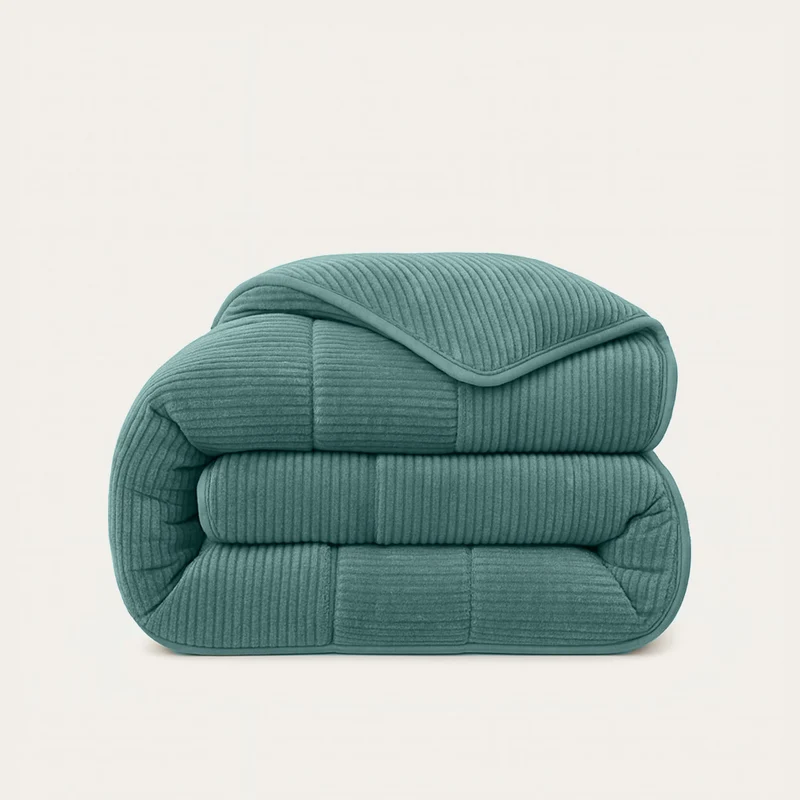 Wasbaar All Season Dekbed | Teddy Rib Square | Sagebrush Green