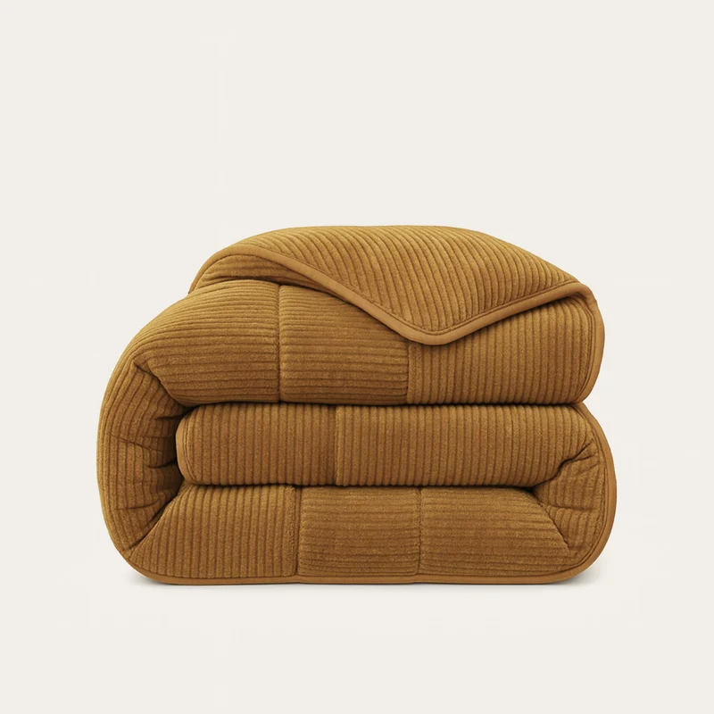 Wasbaar All Season Dekbed | Teddy Rib Square | Bronze Brown