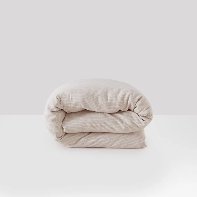 Housse de couette en lin lavé 190g/m² • Rayures Blanches