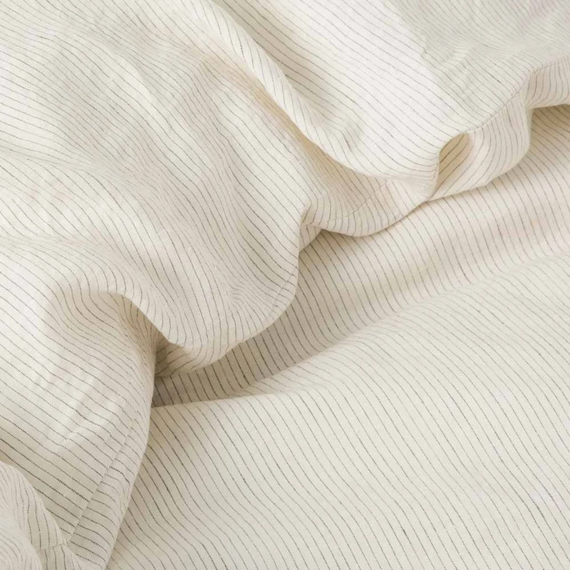 Housse de couette en lin lavé 190g/m² • Rayures Noires