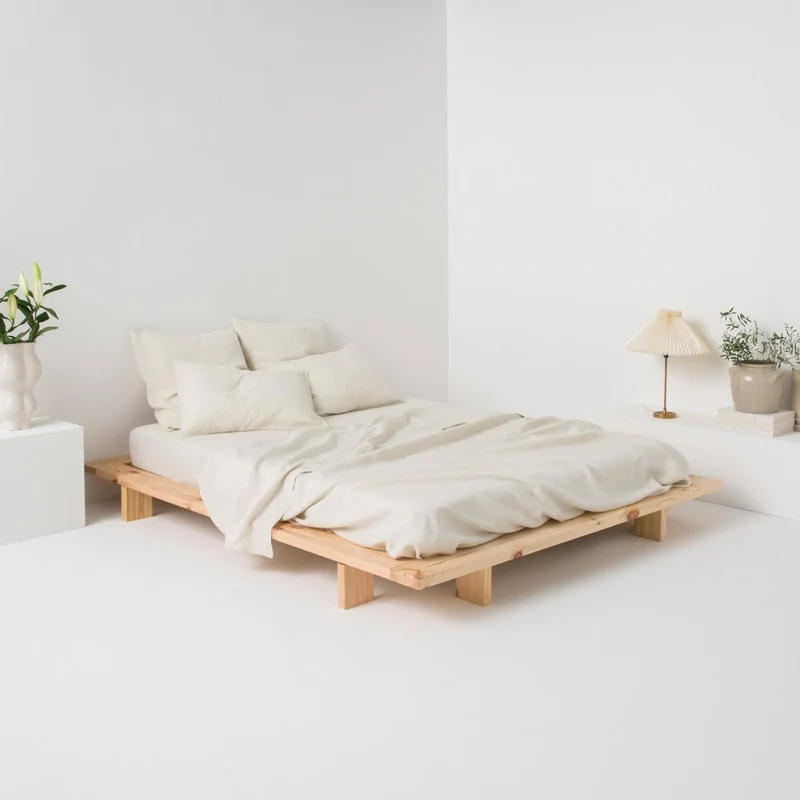Drap plat en lin lavé 190g/m² • Rayures Noires