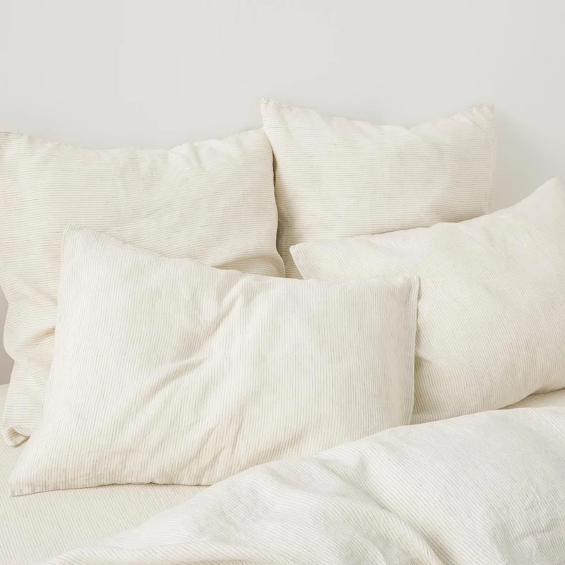 2 taies d'oreiller en lin lavé 190g/m² • Rayures Noires