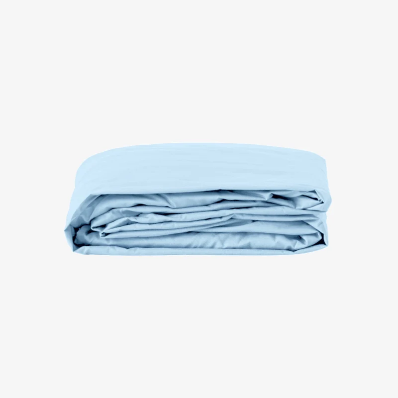 Drap housse percale 80 fils bonnet 30 cm bleu ciel