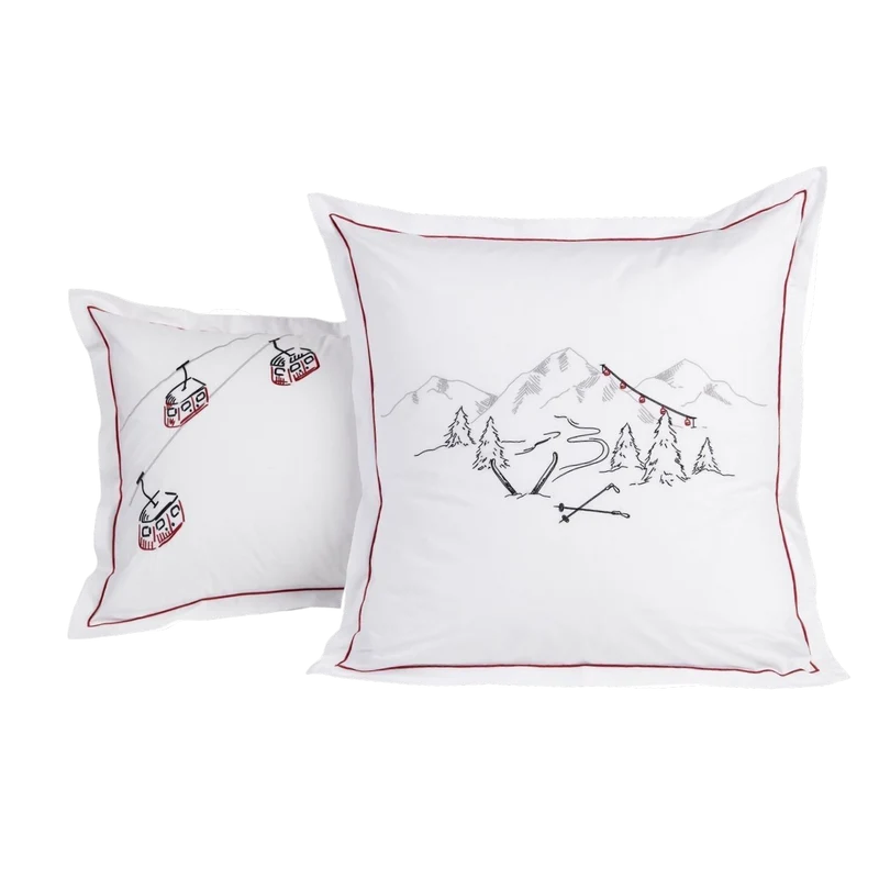 Taie d'oreiller Vosges - Percale de coton brodée