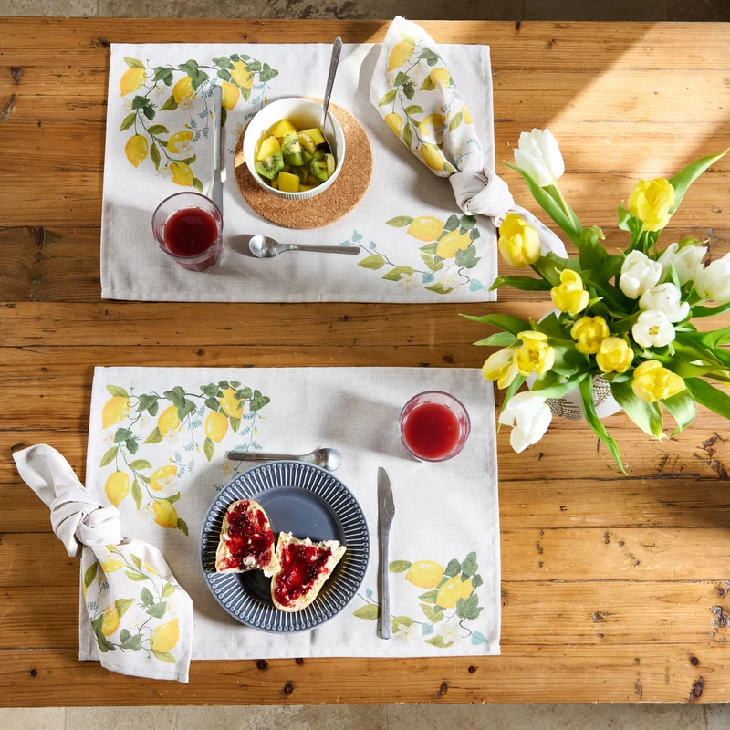 Lot de 2 sets de table - coton & polyester - Jardin d'agrumes