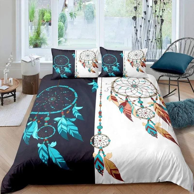 Housse de Couette Attrape Rêve Plumes Colorées