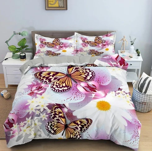 Housse de Couette Florale Papillon
