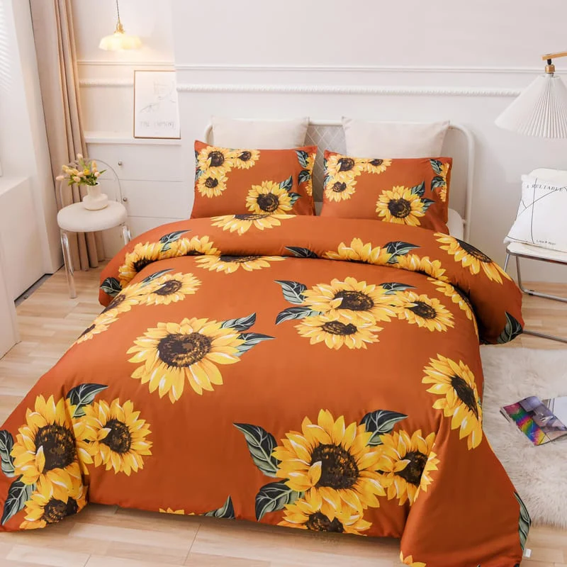 Housse de Couette Florale Orange
