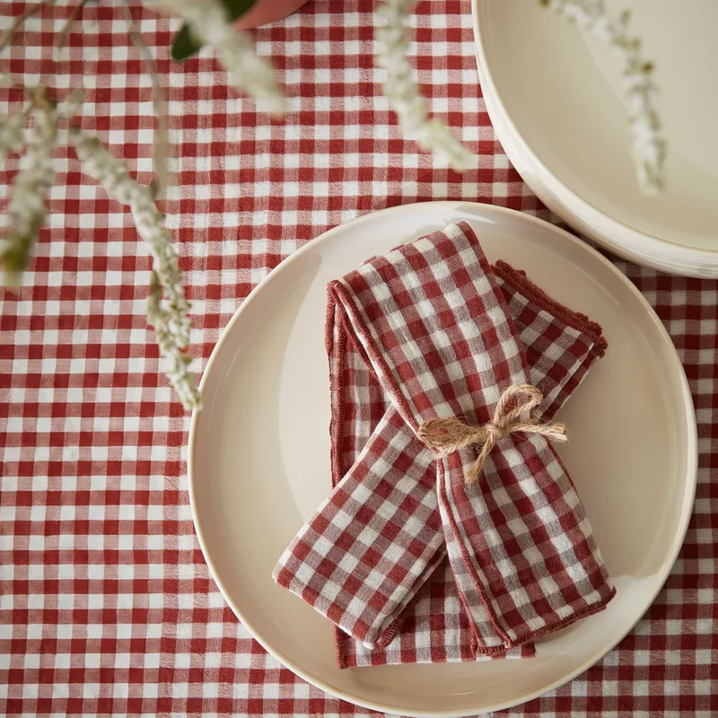VICKIE Lot de 3 serviettes de table gaze de coton TERRACOTTA