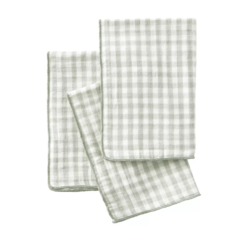VICKIE Lot de 3 serviettes de table gaze de coton EUCALYPTUS