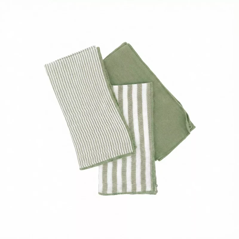 ROMIE Lot de 3 serviettes de table gaze de coton EUCALYPTUS