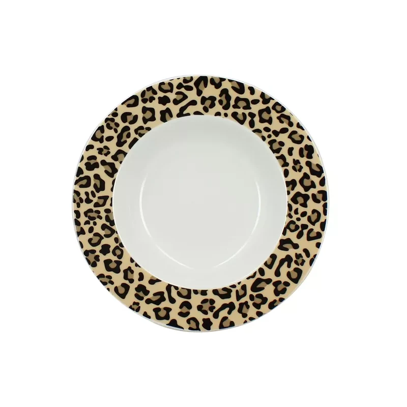 LEOPARD Assiette creuse 20 cm en porcelaine beige