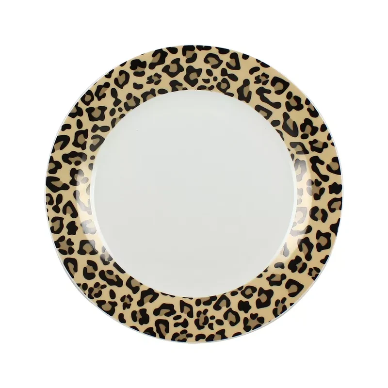 LEOPARD Assiette plate 26,5cm en porcelaine beige