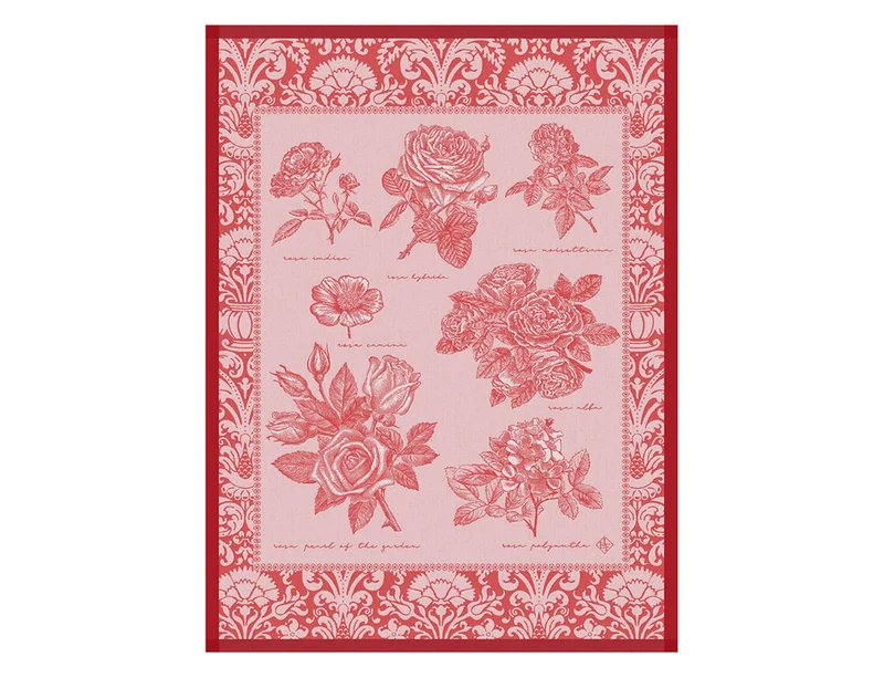 Torchon 100% coton - Jardin des roses Baiser