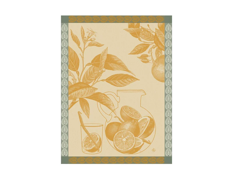 Torchon 100% coton - Eaux d'agrumes Mandarine