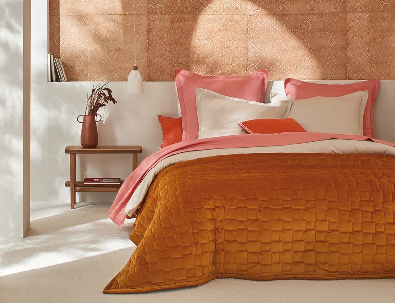 Chemin de lit Velours matelassé - SPIRIT Tangerine