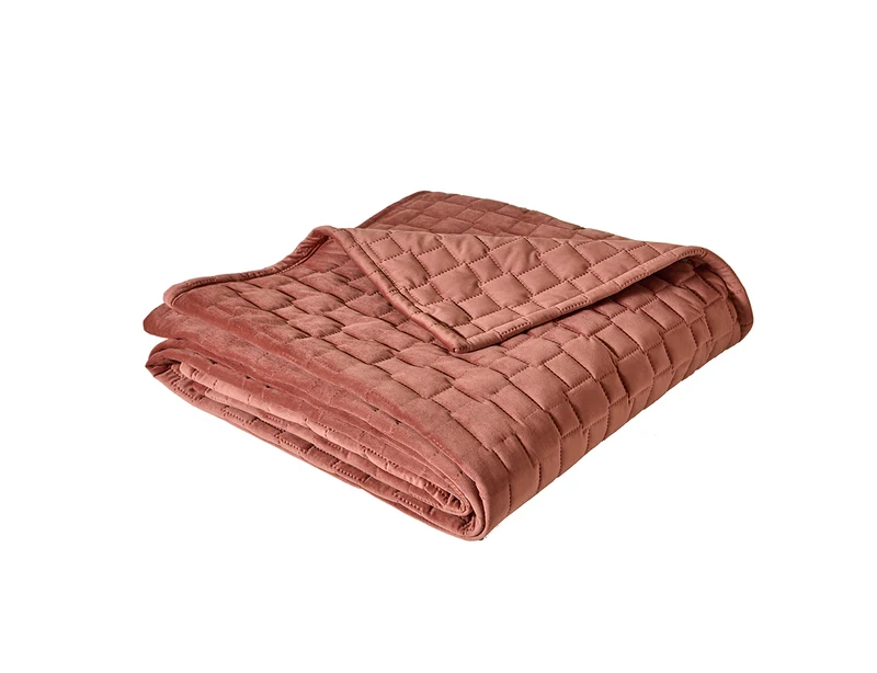 Dessus de lit Velours matelassé - SPIRIT bois de rose