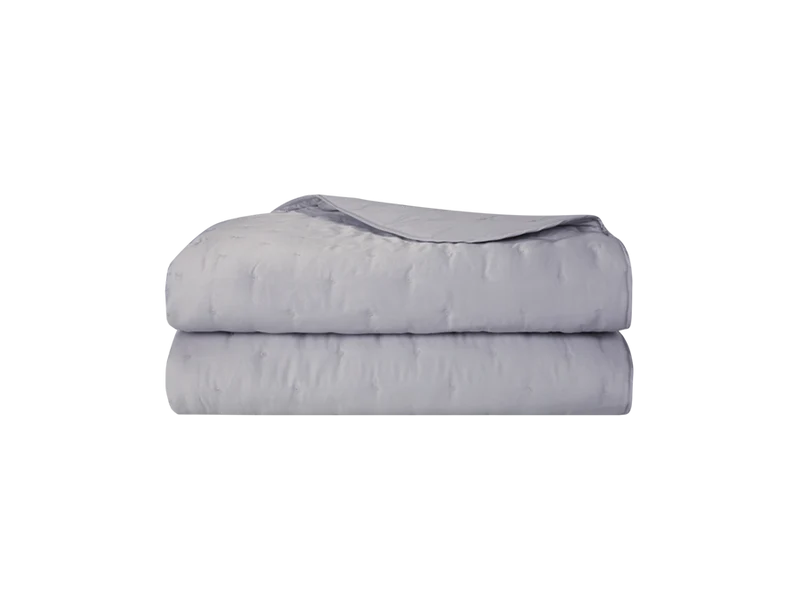 Dessus de lit matelassé Satin de coton - TRIOMPHE Platine