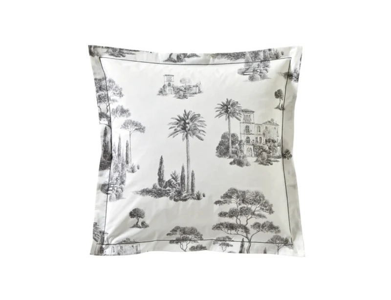 Taie d'oreiller Percale de coton - PROMENADE Graphite