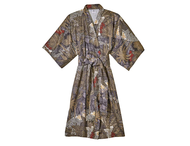 Kimono Satin de coton - JARDINS DE BABYLONE Indigo