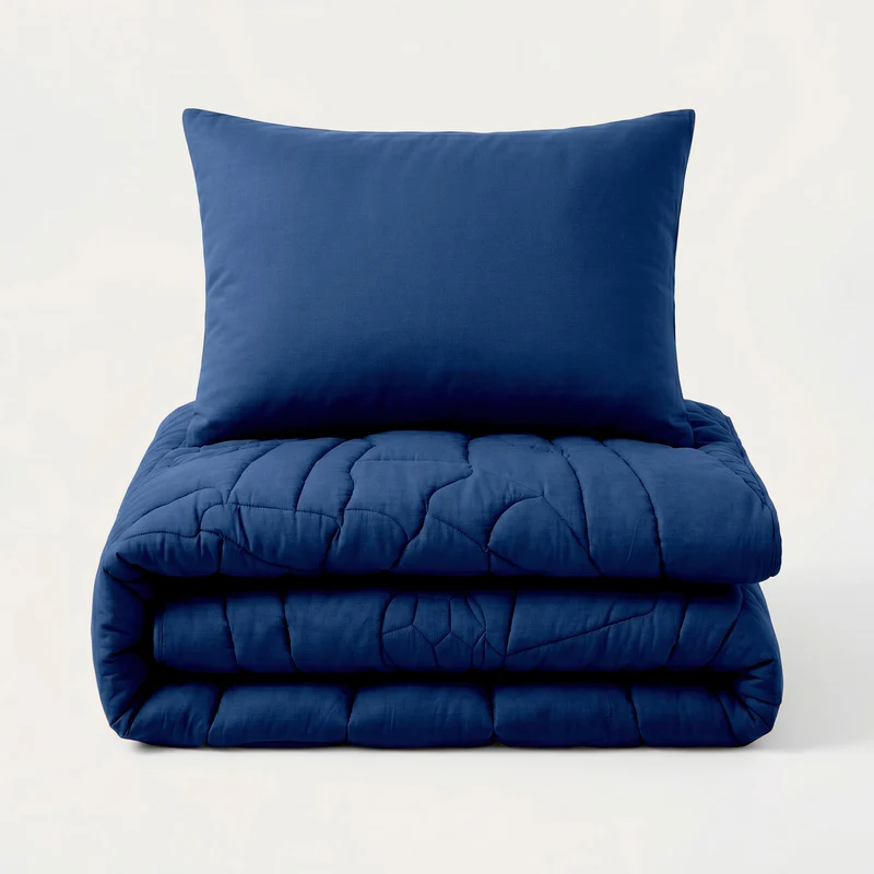 Wasbaar Kids All Season Dekbed | Voetbal Spits | Navy | Met Kussensloop