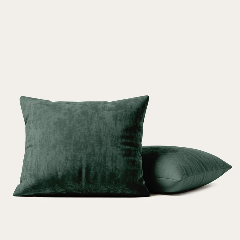 Kussenslopen | Teddy Velvet | Dark Green | Set van 2