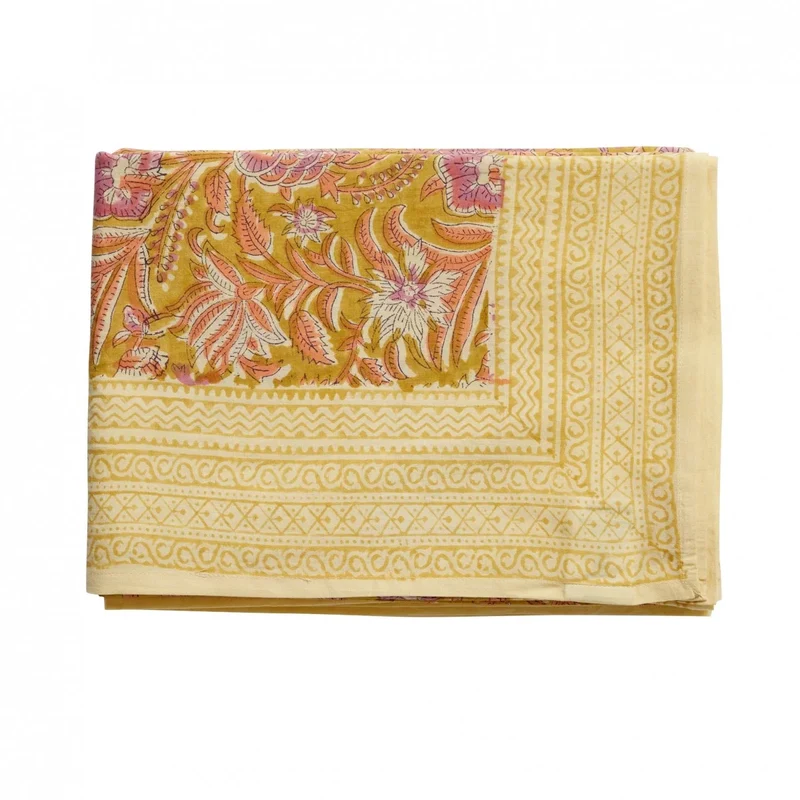 NERHU - Nappe indienne à imprimé floral Kiwi