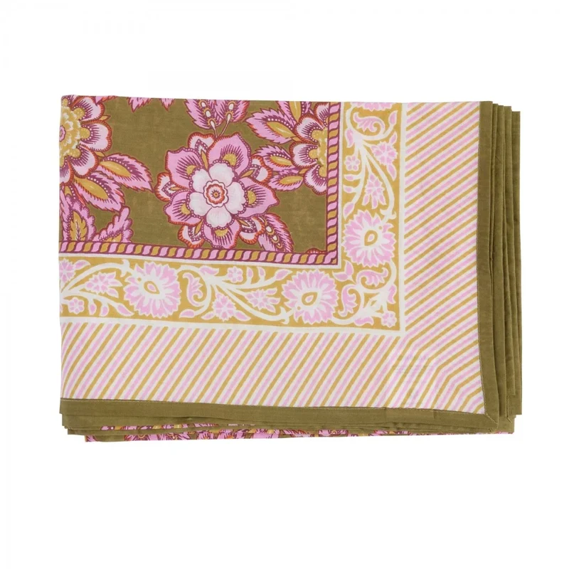 JAKARTA - Nappe indienne à imprimé floral Olive