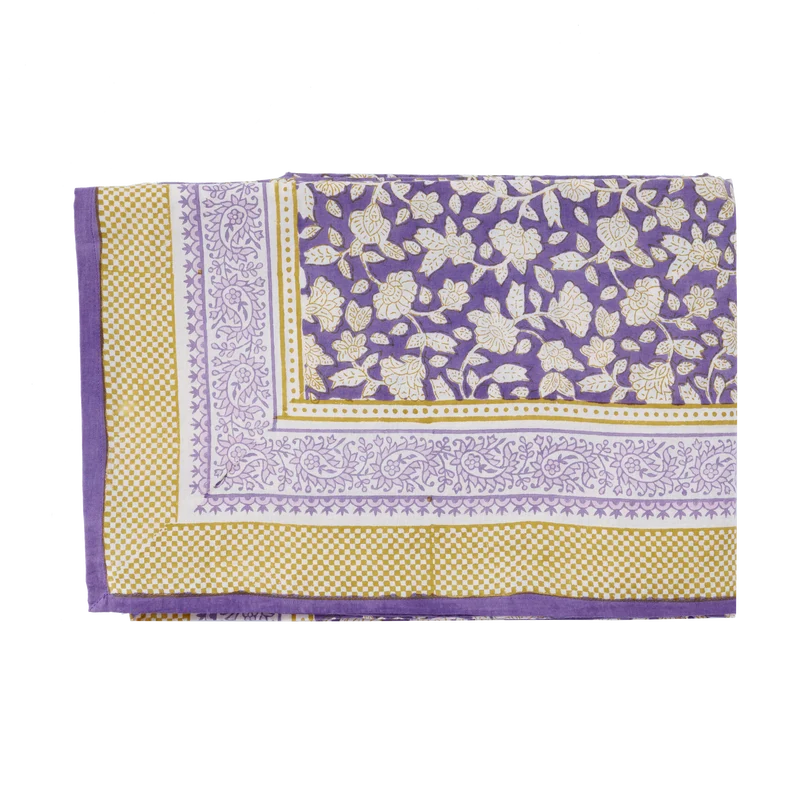 JAYA - Nappe indienne à imprimé floral Violine
