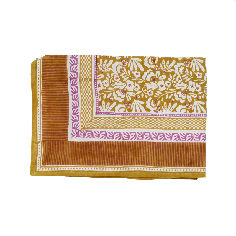 IRIS - Nappe indienne à imprimé floral Curry