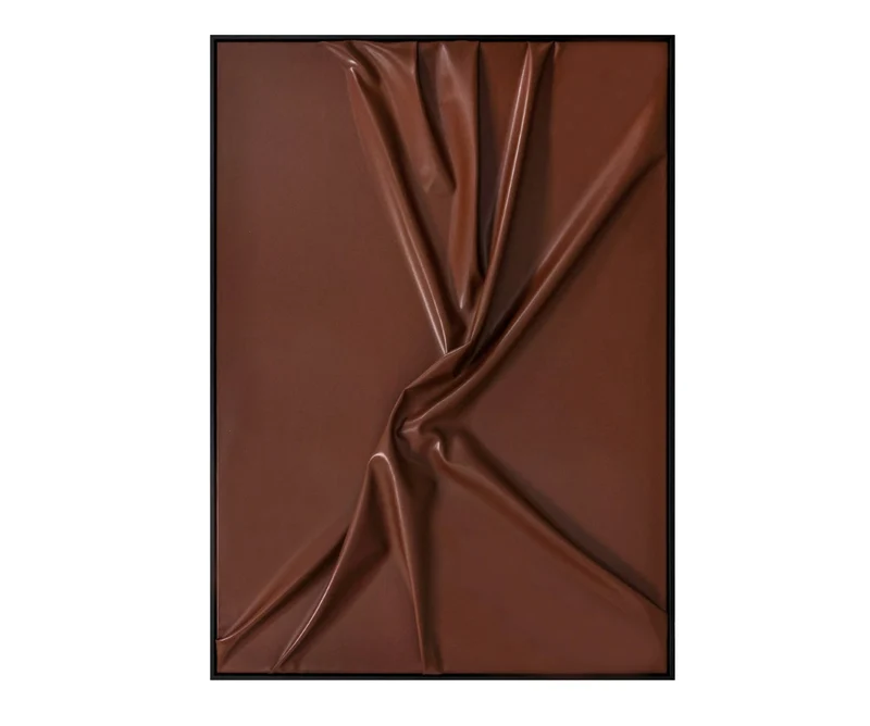 TABLEAU CUIR Abstrait cuir bordeaux marron 143 cm