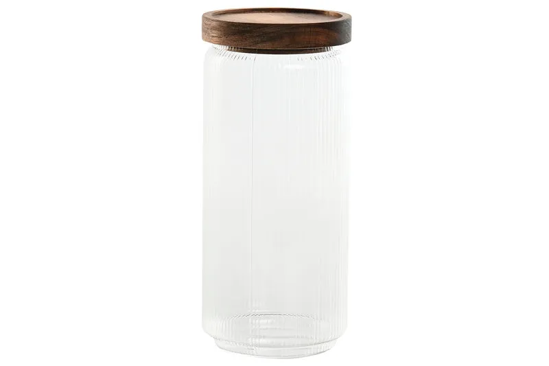 POT - verre strié couvercle acacia - 1L