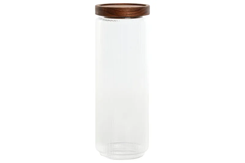 POT - verre strié couvercle acacia 1,25L