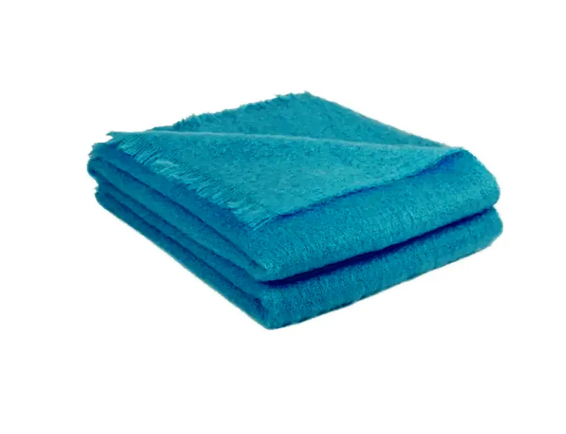 Plaid MOHAIR Bleu canard
