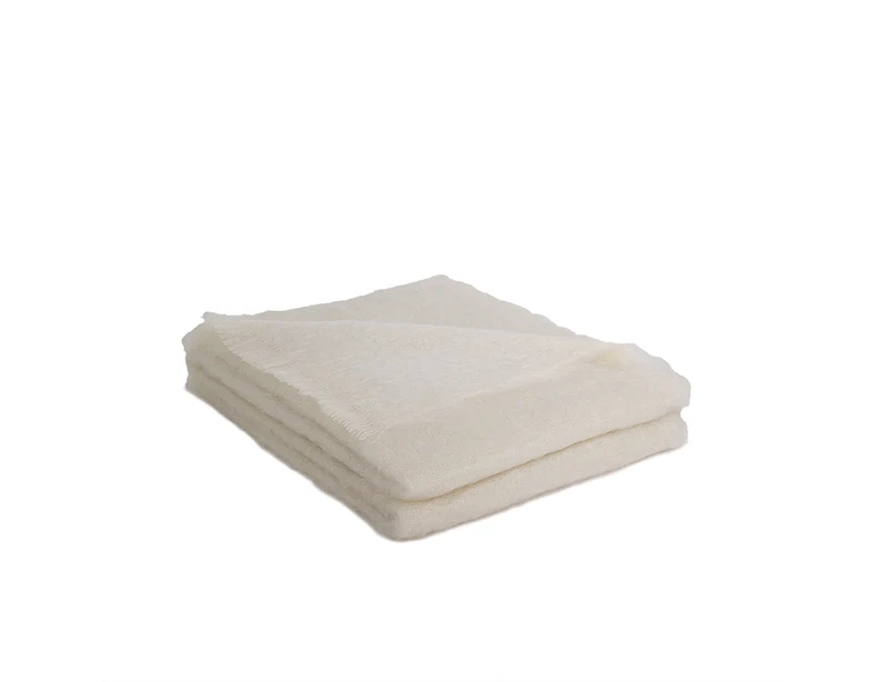 Plaid MOHAIR Blanc
