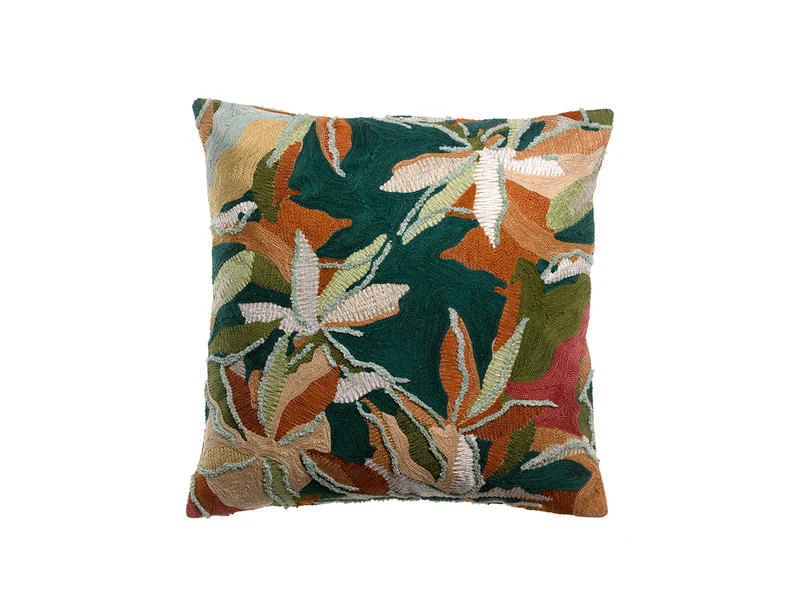 Coussin Coton brodé - ALINA Pétrole