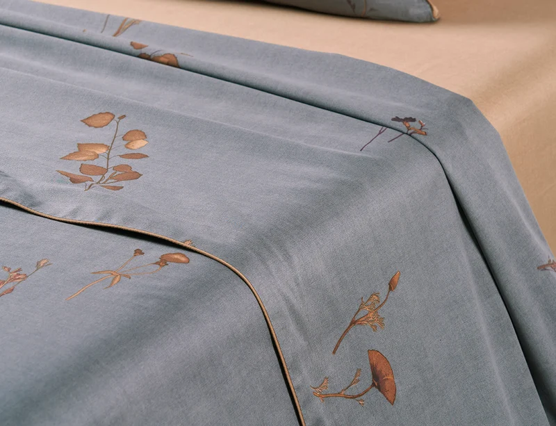 Drap plat Satin de coton - MIDNIGHT FLOWER