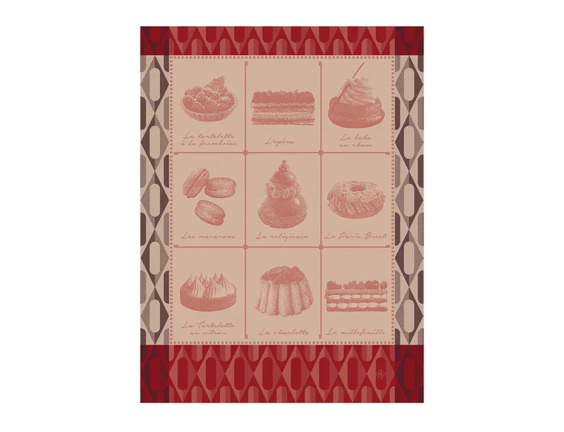 Torchon 100% coton - Pâtisseries Françaises Framboise