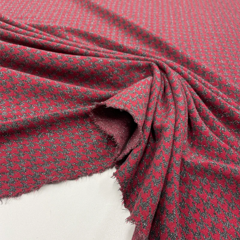 Tissu Maille, Coton Viscose - Métallisé, rosso