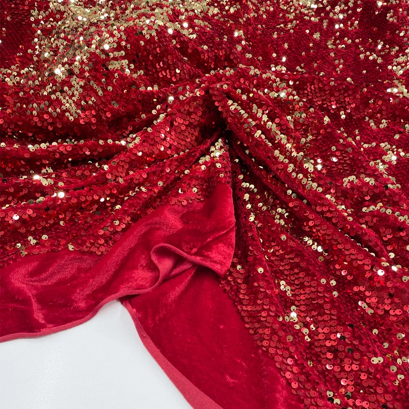 Tissu Velours Brodé, Paillettes - Réversible, Tina