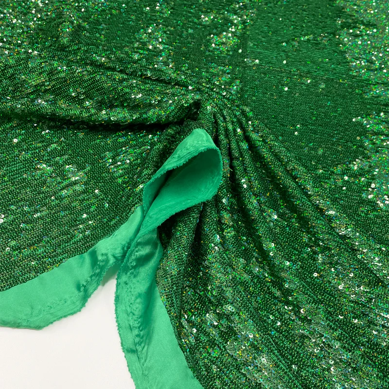 Tissu Satin Brodé, Paillettes - Etta