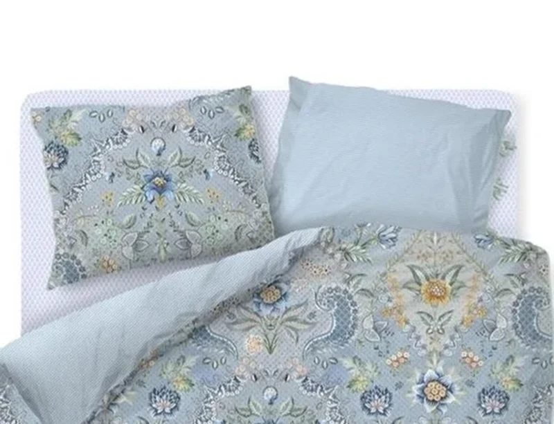 Taie d'oreiller Percale de coton - SALUTI GRANDI LIGHT Blue