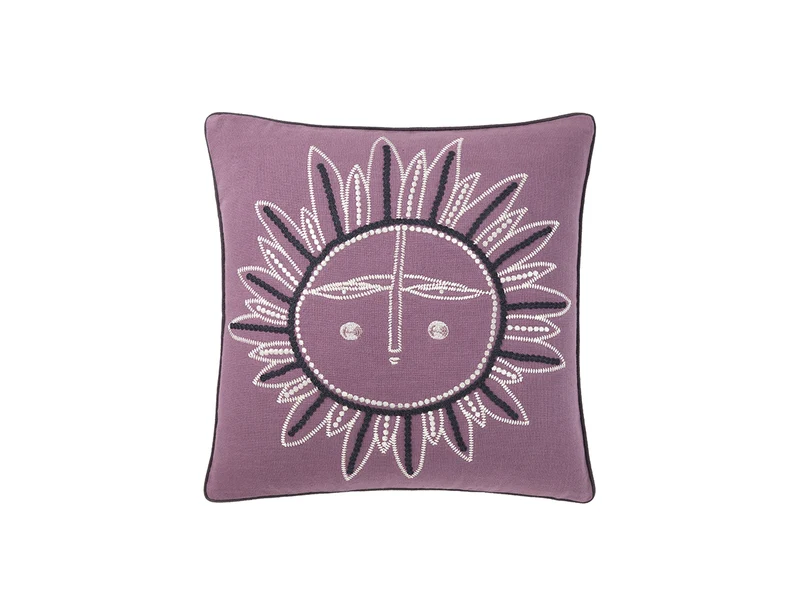 Coussin Coton brodé - ZEUS Violet