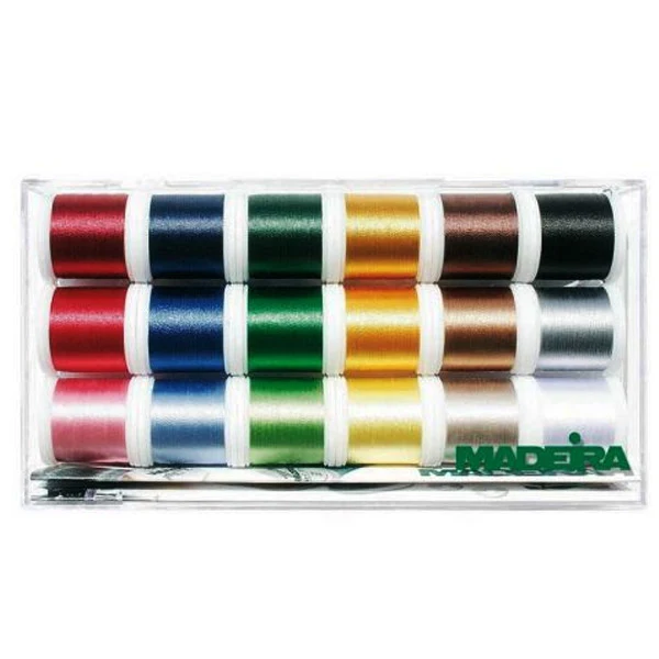 18 Bobines de fils à broder Madeira Rayon n°40 200m x18