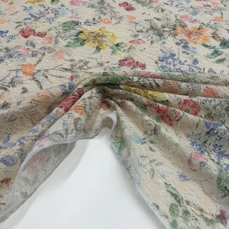 Tissu Dentelle Coton, Stretch - Floral, Geranio