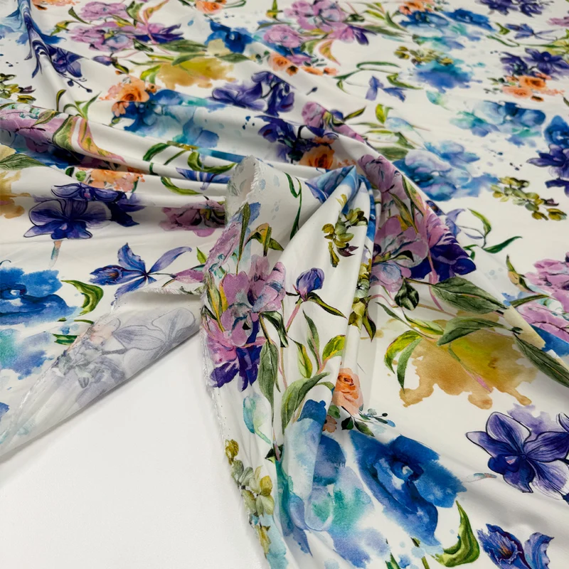 Tissu Satin, Coton Viscose Stretch - Orchidea
